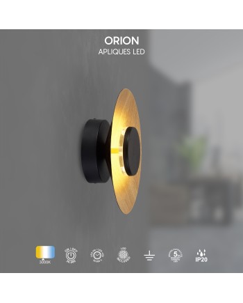 ORION * APLIQUE LED 8W 3000K NEGRO/ MADERA
